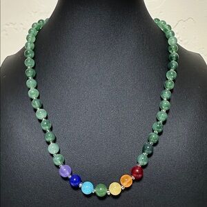 Seven Chakra Healing Stone & Resin Bead Vintage Necklace
